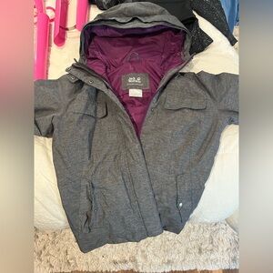 Jack Wolfskin Gray Jacket with Purple Lining